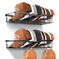 thumbnail image 1 of Metal Hat Racks for Baseball Caps Wall Organizer, 2 Packs, Black, 1 of 5
