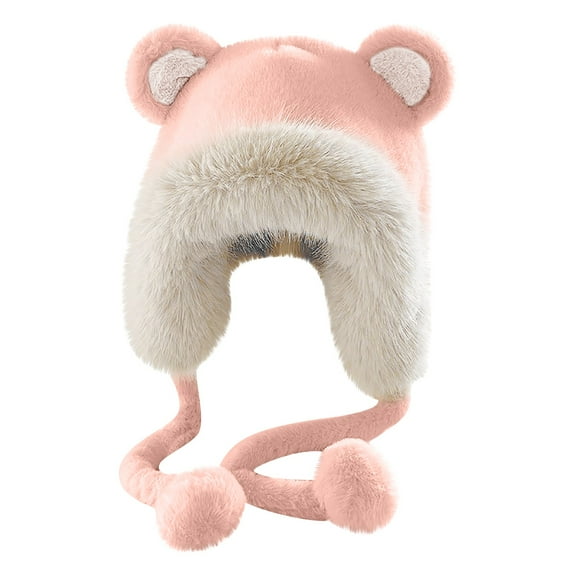 LIZENG Ladies Ear Winter Hat Cozy Trapper Hat with Cute Bear Ears Plush Windproof Warm & Thick for Maximum Comfort Women’s Imitation Ear Hood for Cold Weather