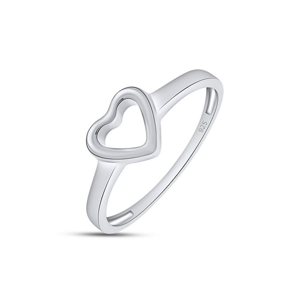Open Heart Ring 14K White Gold Plated 925 Sterling Silver For Women Ring Size 12