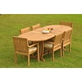 thumbnail image 4 of Grade-A Teak Dining Set: 6 Seater 7 Pc: 94" Mas Oval Trestle Leg Table And 6 Leveb Stacking Arm Chairs Outdoor Patio WholesaleTeak #WMDSWVm, 4 of 6