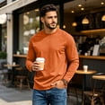 thumbnail image 6 of GrmtClth Shirts for Men Raglan Crew Neck Shirts Solid Plain Long Sleeve Fashion Sport Daily Baseball Top Saffron 2XL, 6 of 6