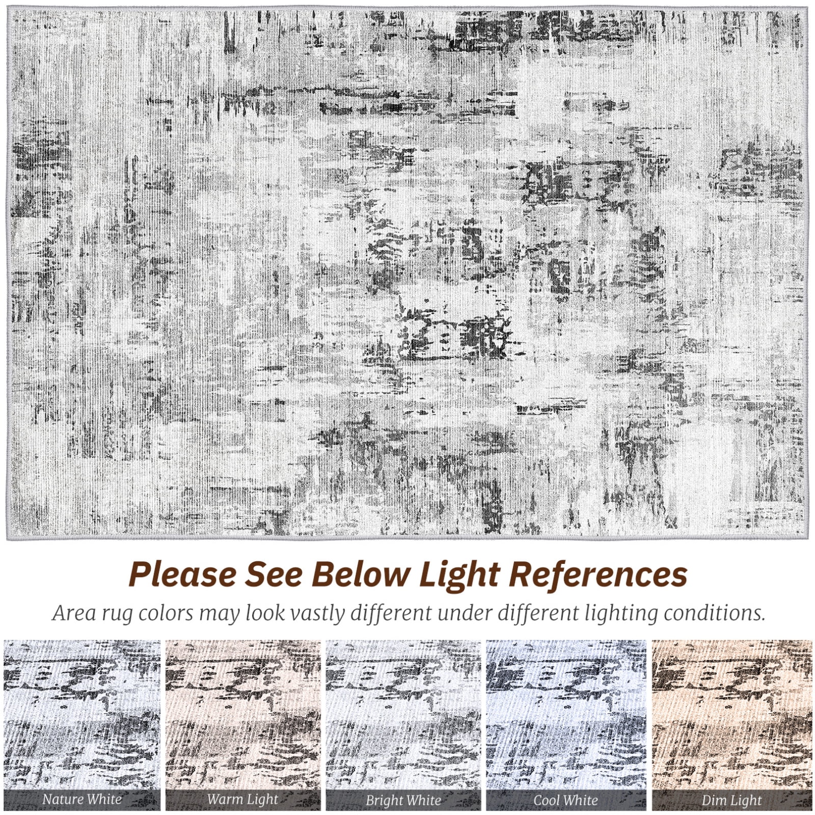 Cozylore 6'x9' Area Rugs for Living Room Distressed Abstract Machine Washable Rugs Low Pile Non Slip Carpet for Bedroom Dining Room