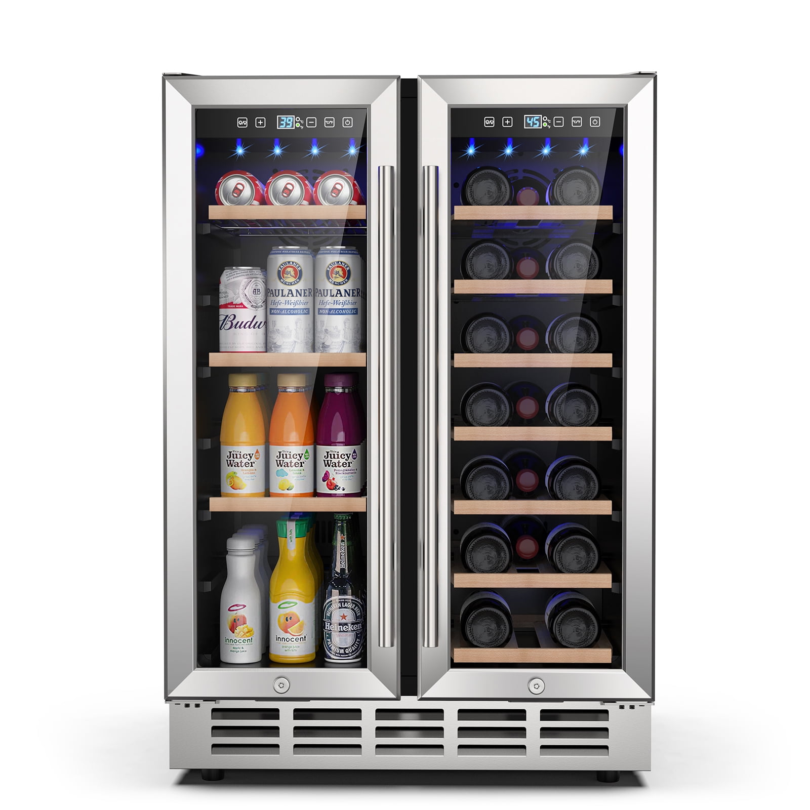 Dual Zone Wine Cooler Refrigerator Beverage Refrigerator, 24 inch Wine