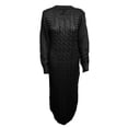 thumbnail image 2 of VISgogo Vestido de Punto de Manga Larga para Mujer, Patrón de Ganchillo Color sólido Acanalado Cuello Redondo Casual Fiesta de Club Largo de una Pieza VISgogo  moda, 2 of 5