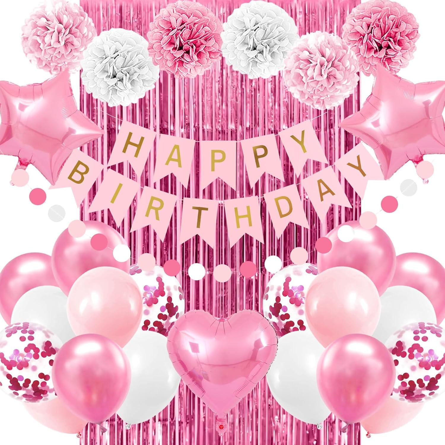 FOTENG Pink Birthday Party Decoration Kit photo 1