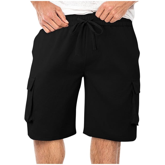 Mens Trabajo Pantalones Cortos Ocio Moda Color Sólido Suelto Cómodo Movimiento de Piernas Rectas Pantalones Cortos para Diario Y Casual