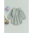 thumbnail image 5 of Bagilaanoe Newborn Baby Girl Knit Jumpsuits Flower Embroidery Long Sleeve Bodysuits 6M 12M 18M 24M Infant Ribbed One Piece Romper, 5 of 8
