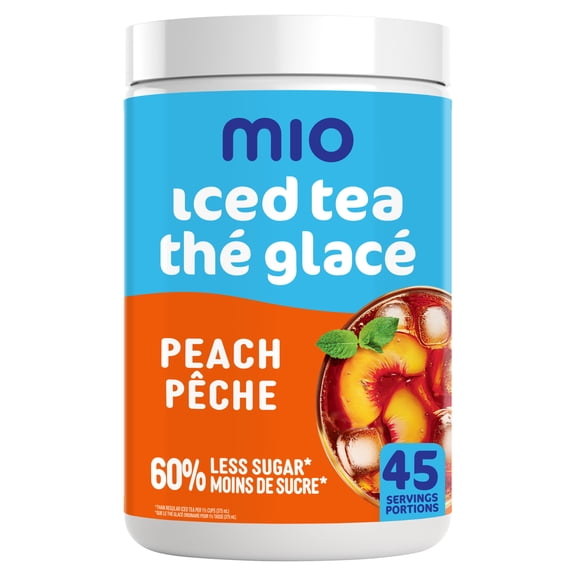 mio Iced Tea Drink Mix, 1 Canister, for Flavourful Hydration and Shareable Refreshment, Peach Flavoured, Made with Real Tea, No Artificial Flavours or Colours, 540 g