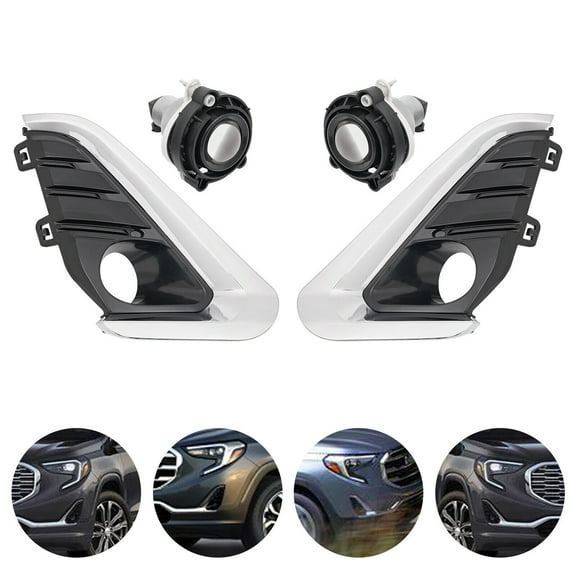 Miumaeov 1 Pair Bumper Fog Light Lamp w/ Bezel Frame & Chrome Trim For GMC Terrain 2018 2019 2020 2021