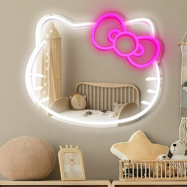 Venta al por mayor moderno simple grande baño decoración de pared vanidad maquillaje inteligente led hello kitty espejo miroir spiegel espejo