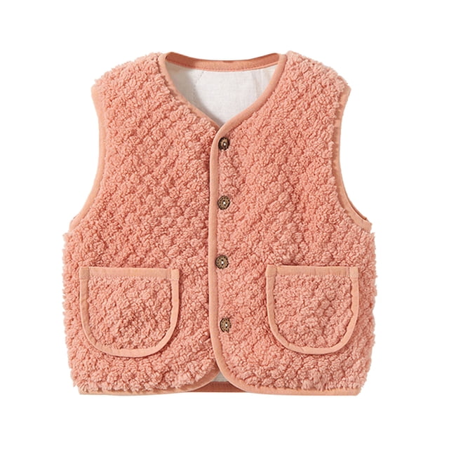Gibobby Chamarra de manga larga para bebéNiñas Niños Niños Invierno Sin Mangas Cálido Color Sólido Dos Bolsillos Abrigo Chaqueta Otoño Ropa(Rojo de la sandía, 0-6 Meses)