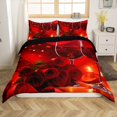 thumbnail image 1 of Erosebridal Housse de Couette Chic à Roses Rouges Simple, Literie Joyeuse Saint-Valentin Taille Simple pour Elle, Réversible 2 Pcs (Sans Couette), 1 of 7