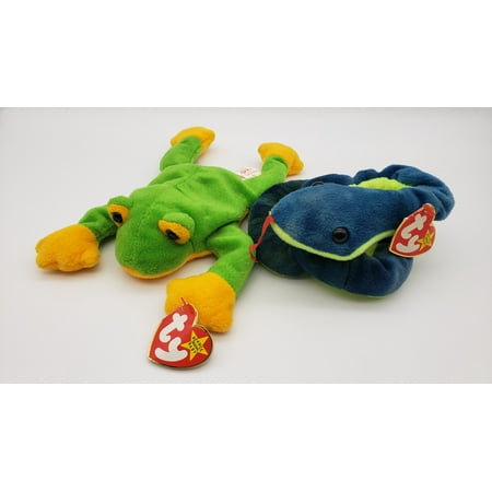 TY Beanie Baby Combo-Amphibians: Smoochy, Hissy Title: Without Tag Protector