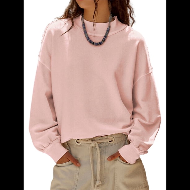Sudadera de Gran Tamaño para Mujer, Estilo Informal, Cuello Redondo, Larga, Cómoda. Rosa XL