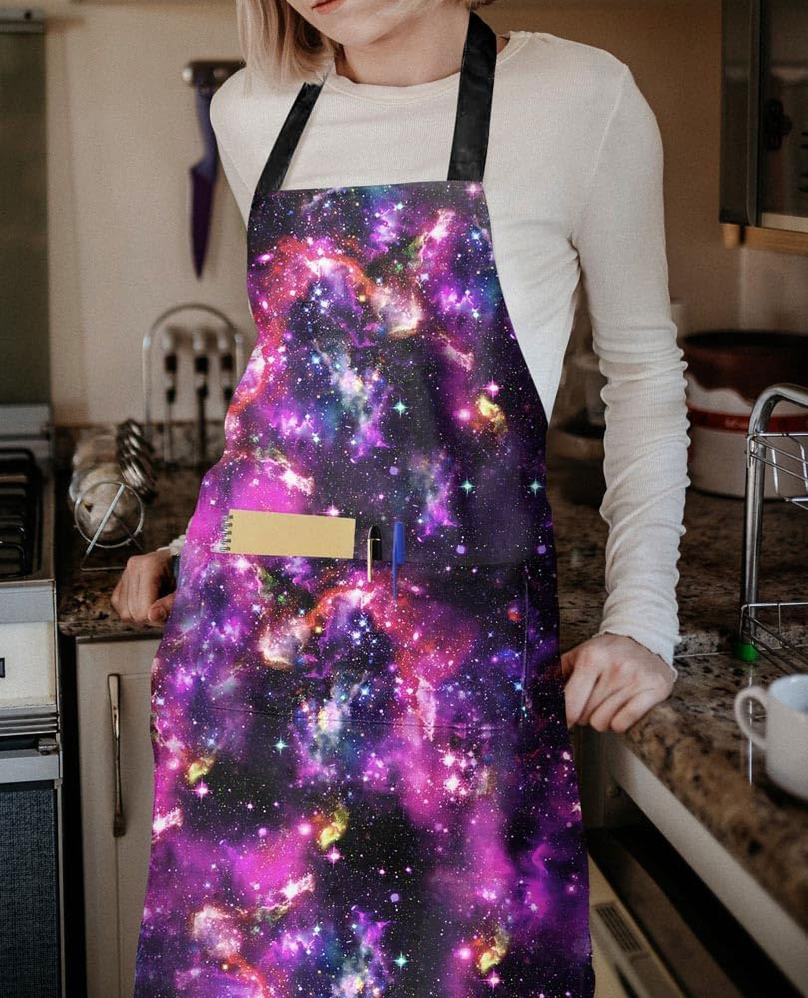 Adjustable Bib Apron with 2 Pockets, Unisex Apron Machine Washable for Kitchen Cooking Restaurant BBQ Drawing