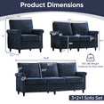 thumbnail image 3 of BALUS Modern 3 Pieces of Loveseat and Sofa Set, Chenille Fabric and Solid Wood Frame, Sectional Sofa Set for Living Room, Blue, 3 of 7