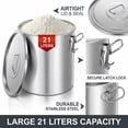 thumbnail image 3 of FOHERE 21 LT Stainless Steel Airtight Canister for Kitchen, Rice Food Storage Containers,10-25Lbs Metal Bucket Food Storage Container for Rice, Flour, Grain, Coffee, 3 of 7