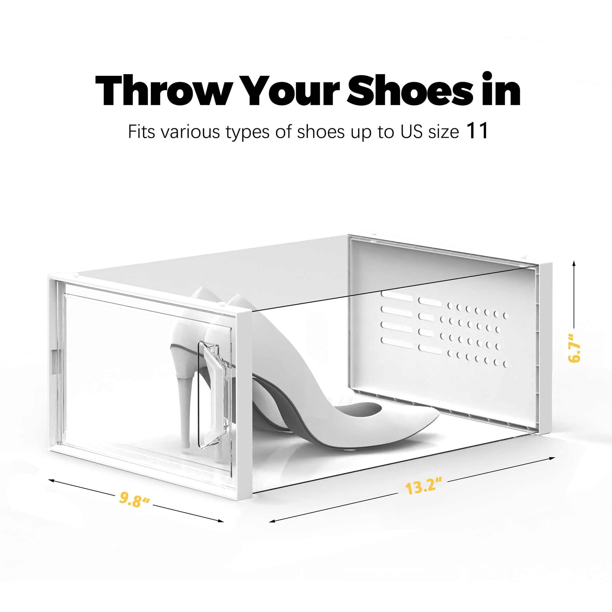 SEE SPRING Shoe Storage Box Fit Size 11,Clear Plastic Stackable Shoe Organizer Rack Containers Bins,12 Pack,X-Large