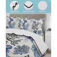 thumbnail image 4 of Quilts Full Size Bedding Set, Vintage Jellyfish Coastal Lightweight Quilted Comforter, Navy Blue Nautical Summer Ocean Soft Reversible Bedspread Coverlet with Pillow Covers for All Season, 78" x 90", 4 of 7