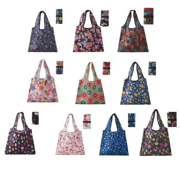 XINNAISI 10Pcs Reusable Grocery Bags, Durable Cloth Waterproof Storage Bags for Shopping Kitchen Travel Storage, Multicolor
