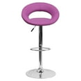 thumbnail image 2 of Contemporary Purple Vinyl Rounded Orbit-Style Back Adjustable Height Barstool with Chrome Base, 2 of 5