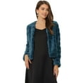thumbnail image 1 of Abrigo mullido de piel sintétisin cuello chaquerecortacálide invierno pamujer Azul Gris Oscuro XS, 1 of 2