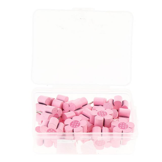 DOLITY 20 Cork Board Tacks Bulletin Board Push Pins Thumb Tacks Office Home Pink