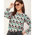 thumbnail image 5 of Moomaya Long Sleeve Round Neck Printed Georgette Top - Women's Boho Top, 5 of 9
