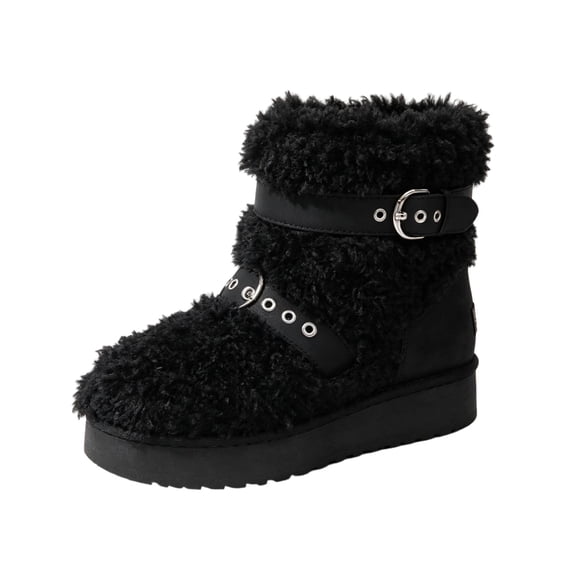 Ladies Warm Snow Boots Thickened Large Size Faux Suede Thick Sole For City Commutes