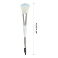 thumbnail image 2 of Unique Bargains 1 Pc Two-in-one Dual Head Makeup Brush for Bathroom White Blue Plastic Handle Nylon Hair, 2 of 5