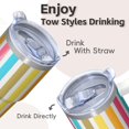 thumbnail image 4 of 20oz Geometric Texture Tumbler with Handle and Straw, Double Wall Insulated Stainless Steel Travel Coffee Mug Leak Proof Design, 4 of 5