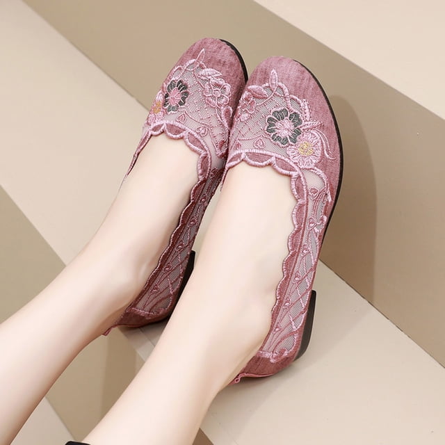 Xysaqa Chaussures de Marche pour Femmes, Chaussures Plates à Enfiler Mode Femmes Ventilées Décontractées Tête Ronde Confortables Chaussures en Maille Décontractées Chaussures à Enfiler pour Femmes Économies!