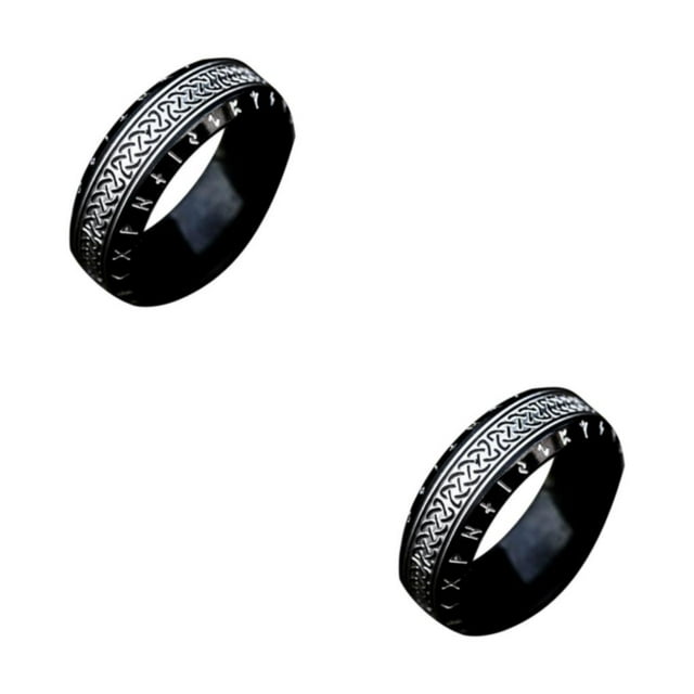 Baohd Vintage Steel Ring Gift For Men And Women Unique Style Metal For Unisex Ring For Men Gifts For Friends Rings All black 8 2Set
