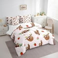 thumbnail image 3 of Manfei Cartoon Sloth Lover Bedding Comforter Set 7-Piece, Red Strawberry King Bedding Sets, Kawaii Cute Animal Reversible Bed Sheets, Super Cozy Room Decor, 3 of 7