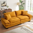 thumbnail image 2 of Lunale 80"L Corduroy Deep Seat Sofa, Upholstered 3-Seater Sleeper Couch for Living Room, Yellow, 2 of 8