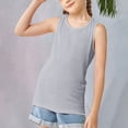 thumbnail image 6 of YunPes 3 Pack Girls Ribbed Tank Tops Crew Neck Sleeveless Shirts Kids Stretch Tight Summer Camisole Undershirts Racerback Tank Tops, 6 of 8