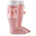 thumbnail image 1 of FAIWAD Baby Girls Cute Socks with Pompoms Toddler Stretch High Knee Ribbed Knitted Floor Long Socks, 1 of 2