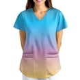 thumbnail image 2 of Hearthz S-5XL Tie-Dye Gradient Under Scrubs for Women Plus Size Scrubs Shirt V Neck Short Sleeve Nurse Uniform with Pocket, 2 of 5