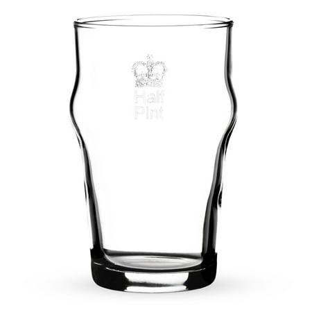 Custom Etched Pint Glass Authentic British Imperial Half Pint Nonic Beer Glass with Etched Crown Seal - 10 oz ()