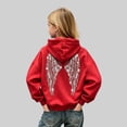 thumbnail image 6 of Linfrsh Girls Sequin Angel Wings Hoodies Trendy Long Sleeve Hooded Baggy Drawstring Sweat Fashion Casual Pullovers With Pockets(Red,4-5 Years), 6 of 8