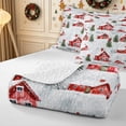 thumbnail image 4 of Erosebridal Christmas Village Twin Quilt Set 2 Pieces,Winter Scene Twin Coverlet Set,White Green Red,1 Bedspread and 1 Pillowcase, 4 of 7