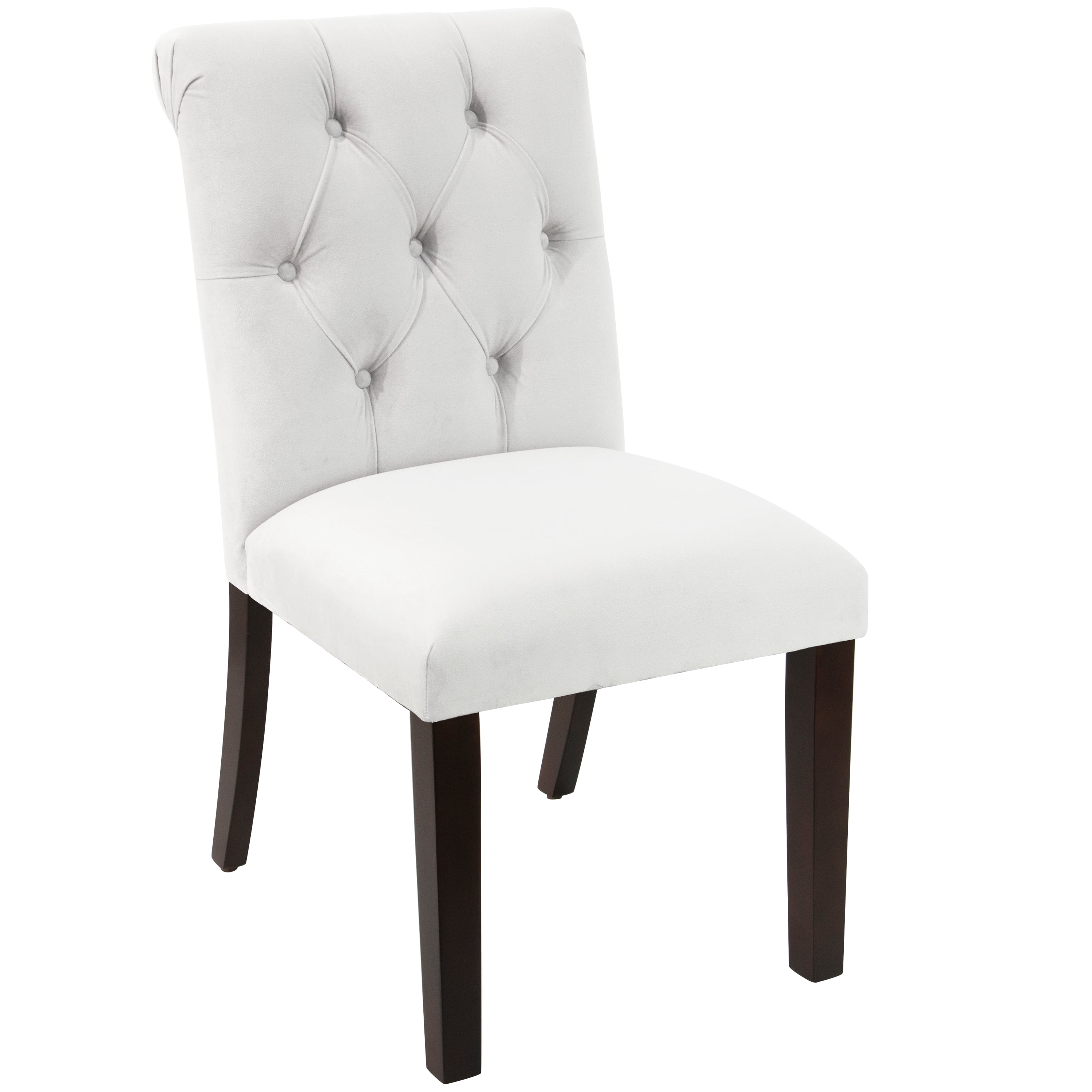 Tufted Rollback Dining Chair in Velvet White