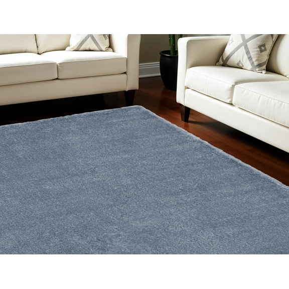 HomeRoots 551261 7 x 9 ft. Shag Rectangle Area Rug, Blue