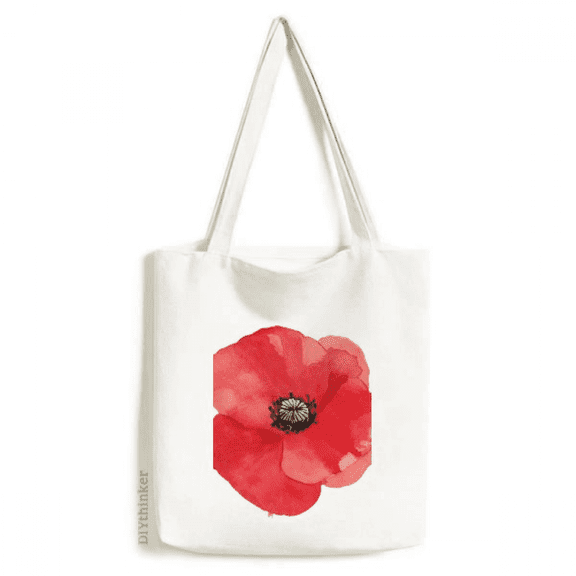 Watercolour Red Flower Painting Corn Tote Canvas Bag Shopping Satchel Casual Handbag