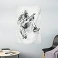 thumbnail image 1 of Music Tapestry, Illustration of a Cowboy Sitting on the Floor and Playing the Guitar Print, Wall Hanging for Bedroom Living Room Dorm Decor, 40W X 60L Inches, Black and Pale Grey, by Ambesonne, 1 of 2