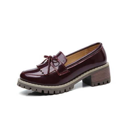 

Harsuny Womens Loafers Comfortable Platform Loafers Casual Dress Shoes Uniform Shoes Wine Red 6.5