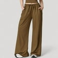 thumbnail image 4 of Women's Wide Leg Lounge Pants with Drawstring Waist and Relaxed Fit for All-Day Comfort - X Large, Brown, 4 of 7