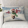 thumbnail image 2 of Hello Winter Siamese Frosty Morning Walk Welcome Snowy Christmas Quilt Pillowcase Cat Lover Kitten Owner Gifts Throw Pillow Cover Bed Home Decor - 02018, 2 of 5