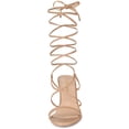 thumbnail image 2 of Sandalias de tacón grueso Allegra K con cordones y correa Mujer Piel Sintética Nude US 6, 2 of 6