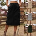 thumbnail image 2 of PUMISAS Cargo Skirts For Women Soft Summer Mid-Length Skirts Solid Color Skirts Casual Loose Button Down Skirts With Side Pockets, 2 of 6